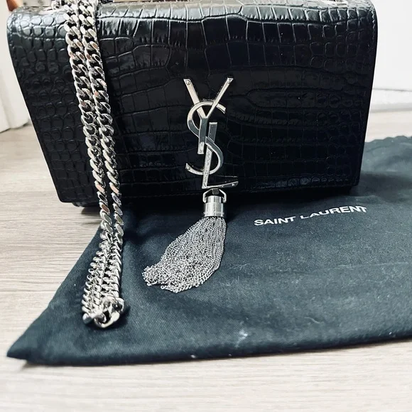 SOLD - Saint Laurent Embossed Tassel Kate Monogram Bag - Picture 3 of 5